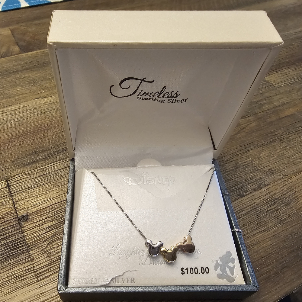 Disney Silver and Gold Necklace with Delicate Pendant EUC